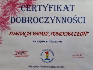 Nagroda dla FUNDACJI WIPASZ „POMOCNA DŁOŃ”