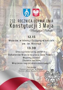 Polonez, kwiaty i nagrody – Międzyrzec uczci 232 rocznicę uchwalenia Konstytucji 3 Maja (zaproszenie)